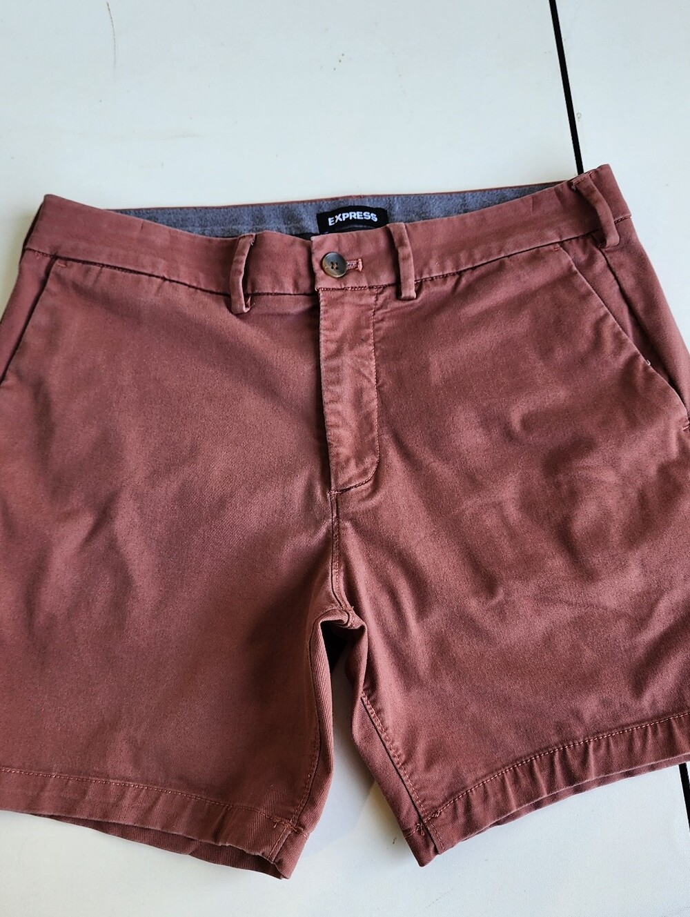 Express Shorts Mens 31 Brown Slim Stretch Chino Above The Knee Casual Comfort 6"